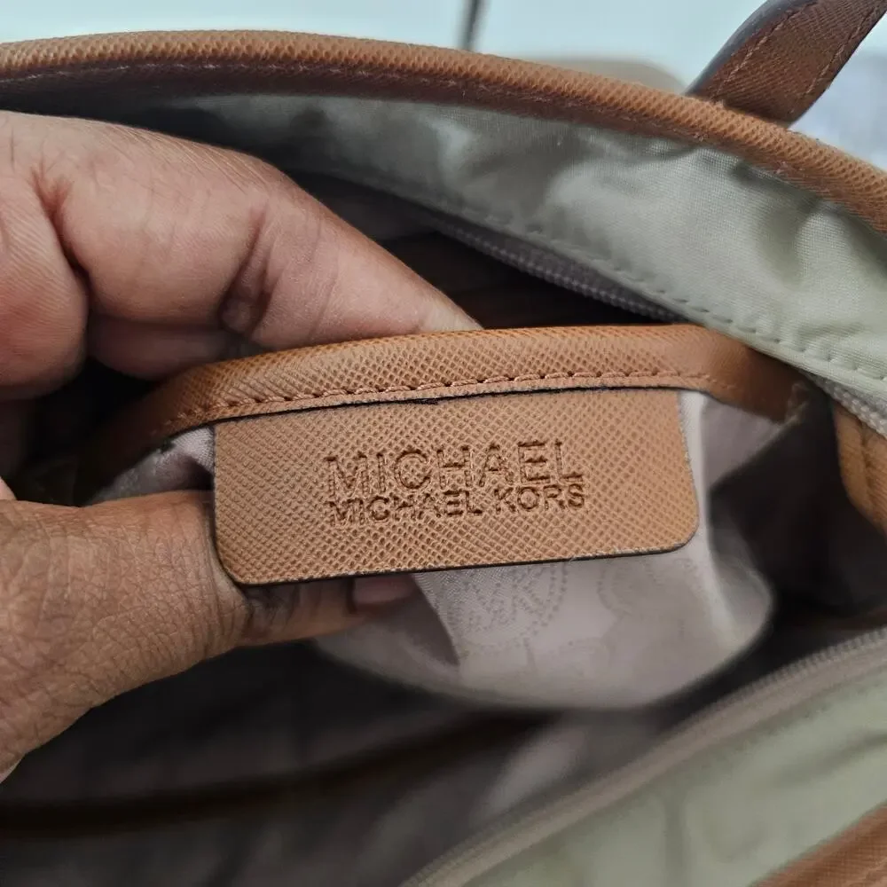 Michael Kors Tan Kempton Nylon Shoulder Tote Bag - Picture 8 of 12